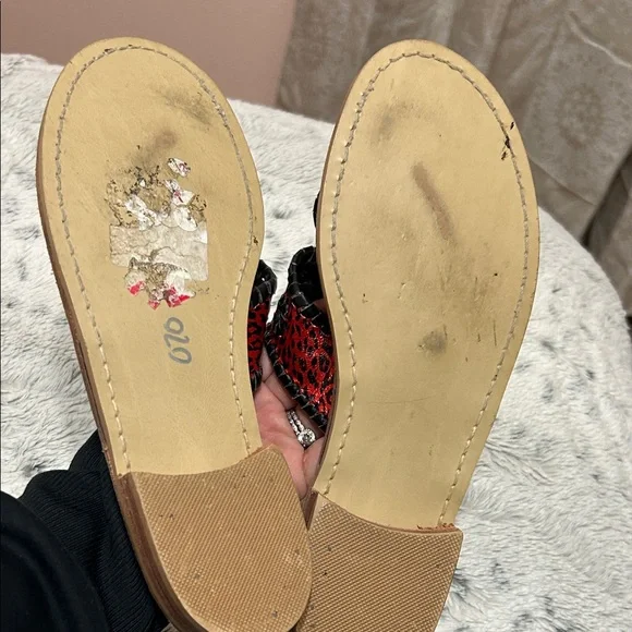Jack Rogers Women's Red and Black Leopard Sandals - Picture 2 of 3